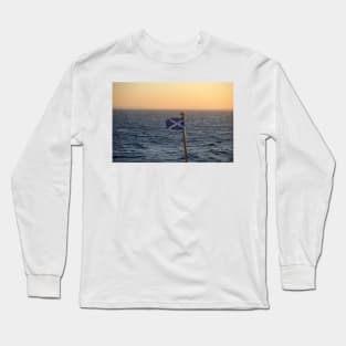 Flying Saltire flag at sea off the Islay coast Long Sleeve T-Shirt